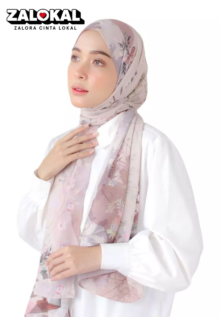 Jual Hijab Wanita Pashmina Fresia Series Hijab Printing Premium Varian Creamy 4029