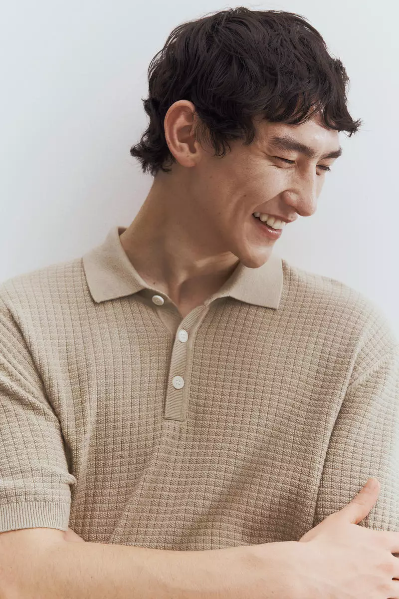 Regular Fit Textured-knit polo shirt