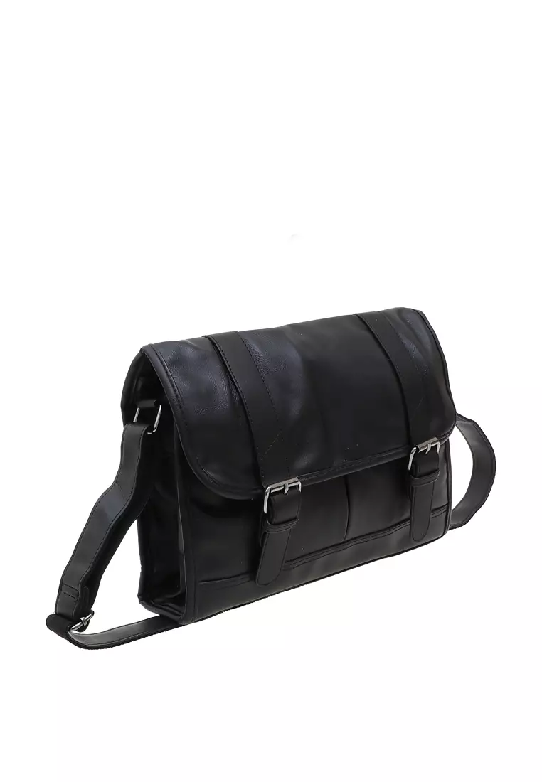 Roger Tas Selempang Sling Bag Pria Kantor Handmade Material Geuine Leather Kulit ORIGINAL - Black