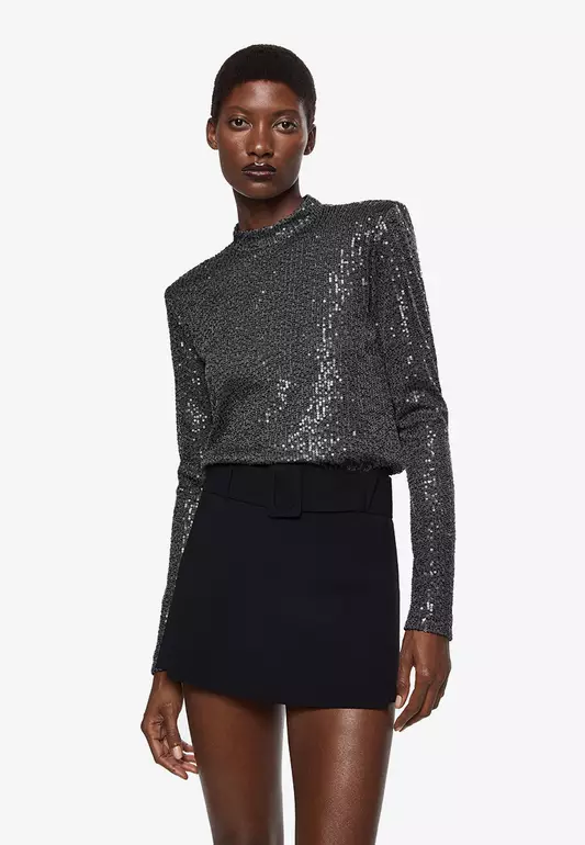 Sequin Turtleneck Top