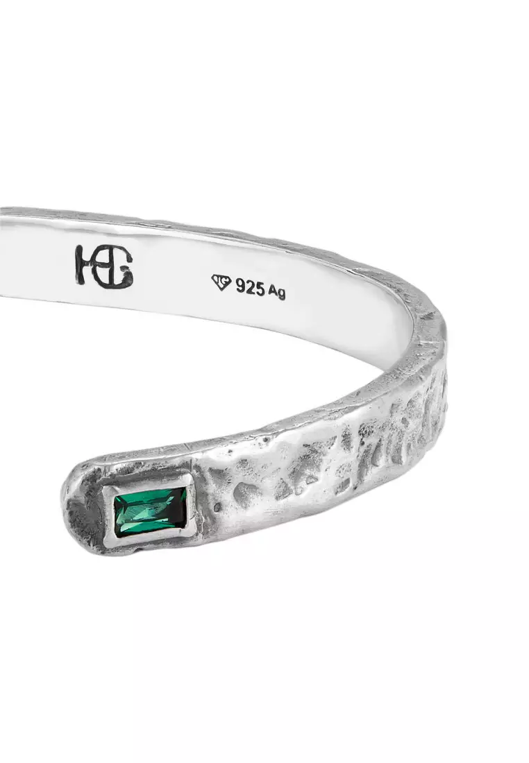 EXCLUSIVE Gelang Perhiasan Perak 925 Pria Bangle Synthetic Green Emerald