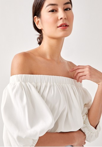 Love, Bonito white Nyota Off Shoulder Puff Sleeve Blouse 638A3AA74A7D0EGS_1