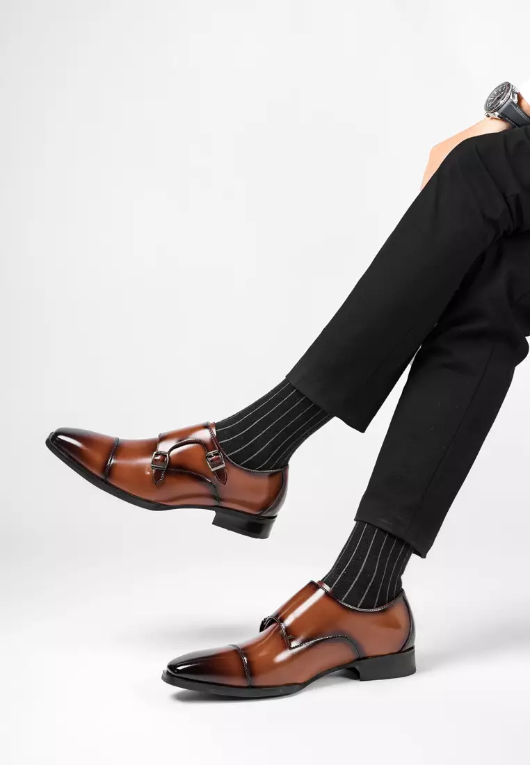Leather Monk Strap Shoes MK5009-2