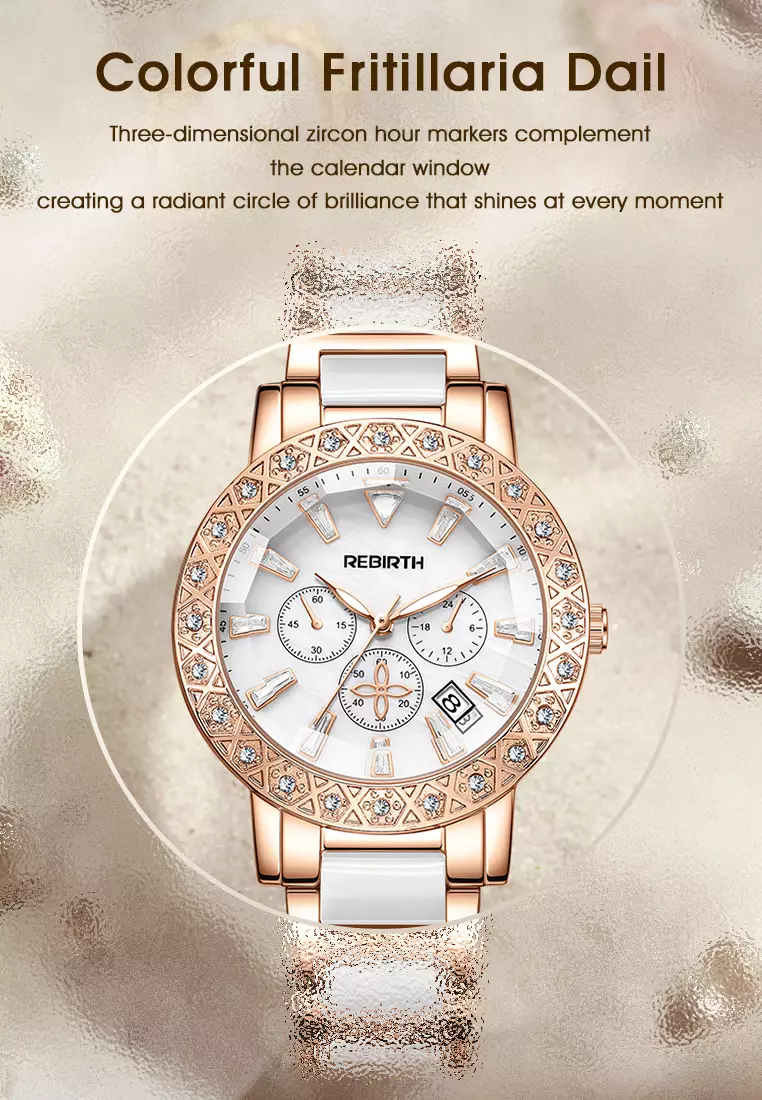 Jual Rebirth Watch Jam Tangan Wanita Berlian Kristal Kalender Tali ...
