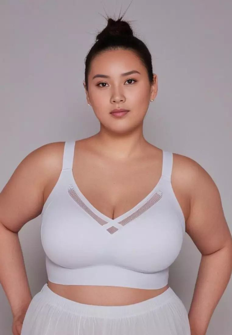 2 Pack Premium Bella Plus Size Seamless Wireless Paded Push Up Bra in Blue and Black