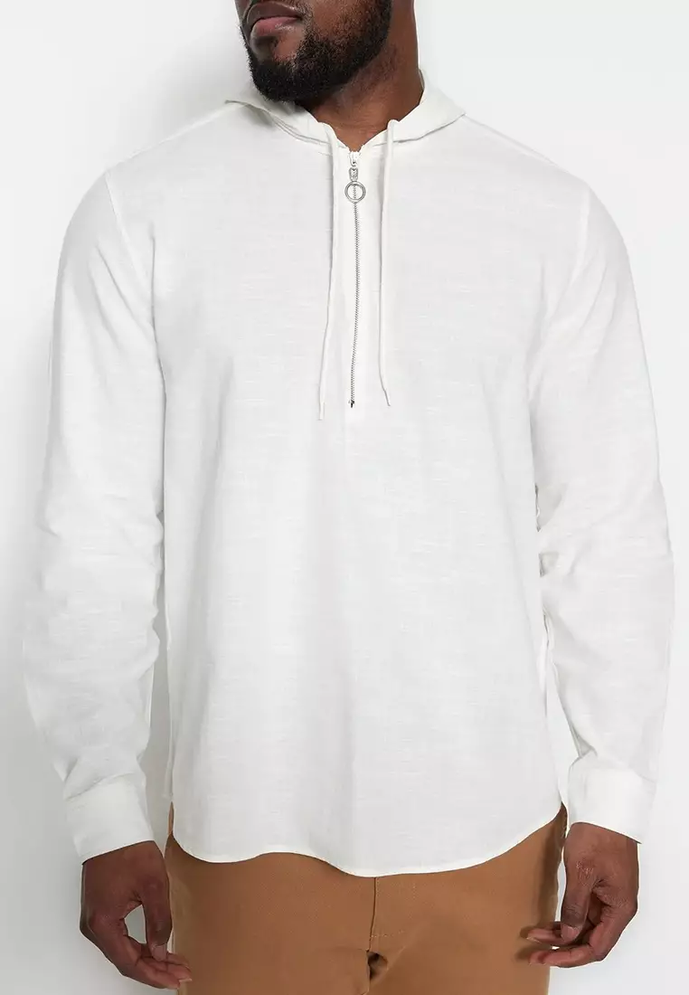 Zipper Hooded Shirt
