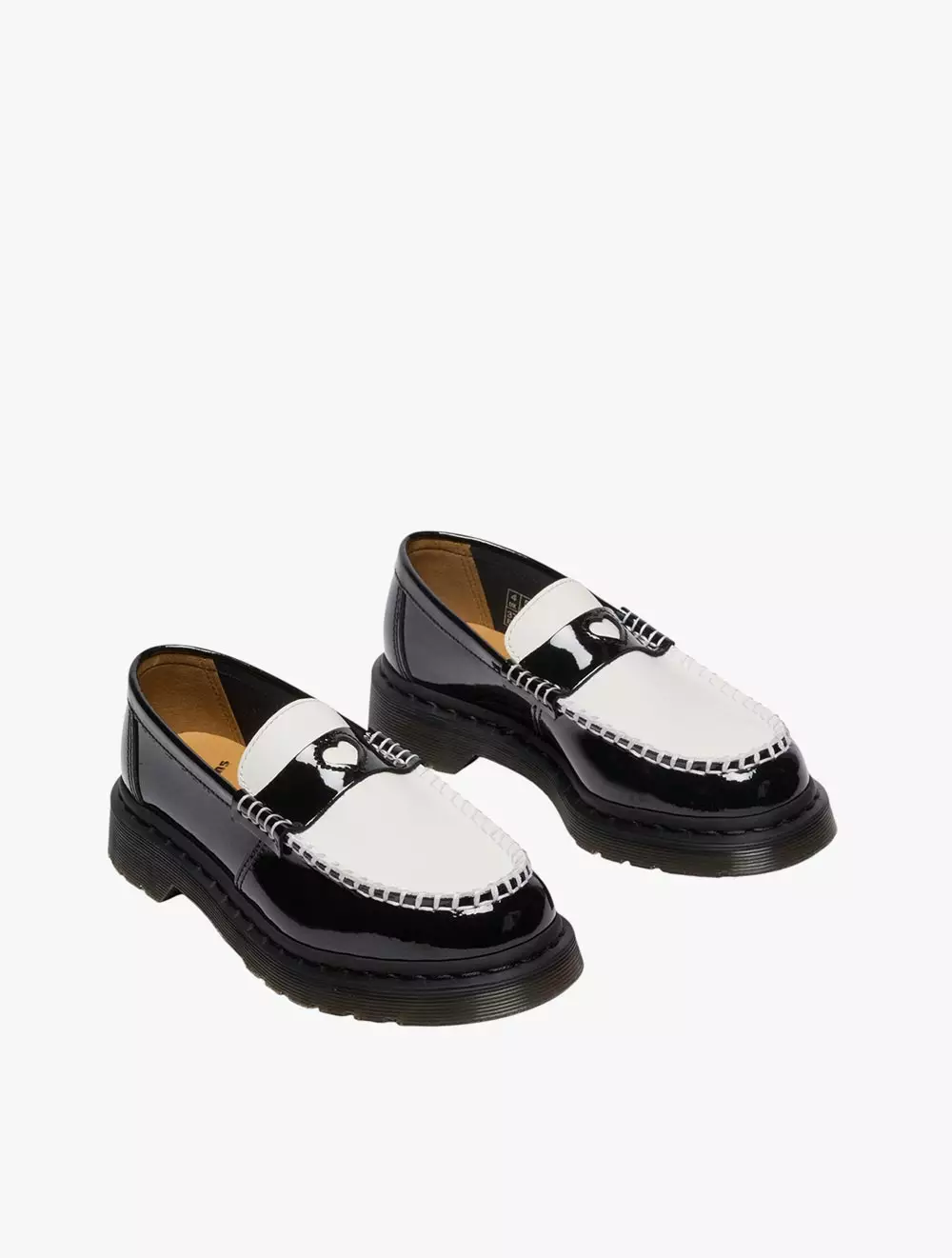 Dr. Martens Penton Heart Loafer Black White Patent Lamper Smooth