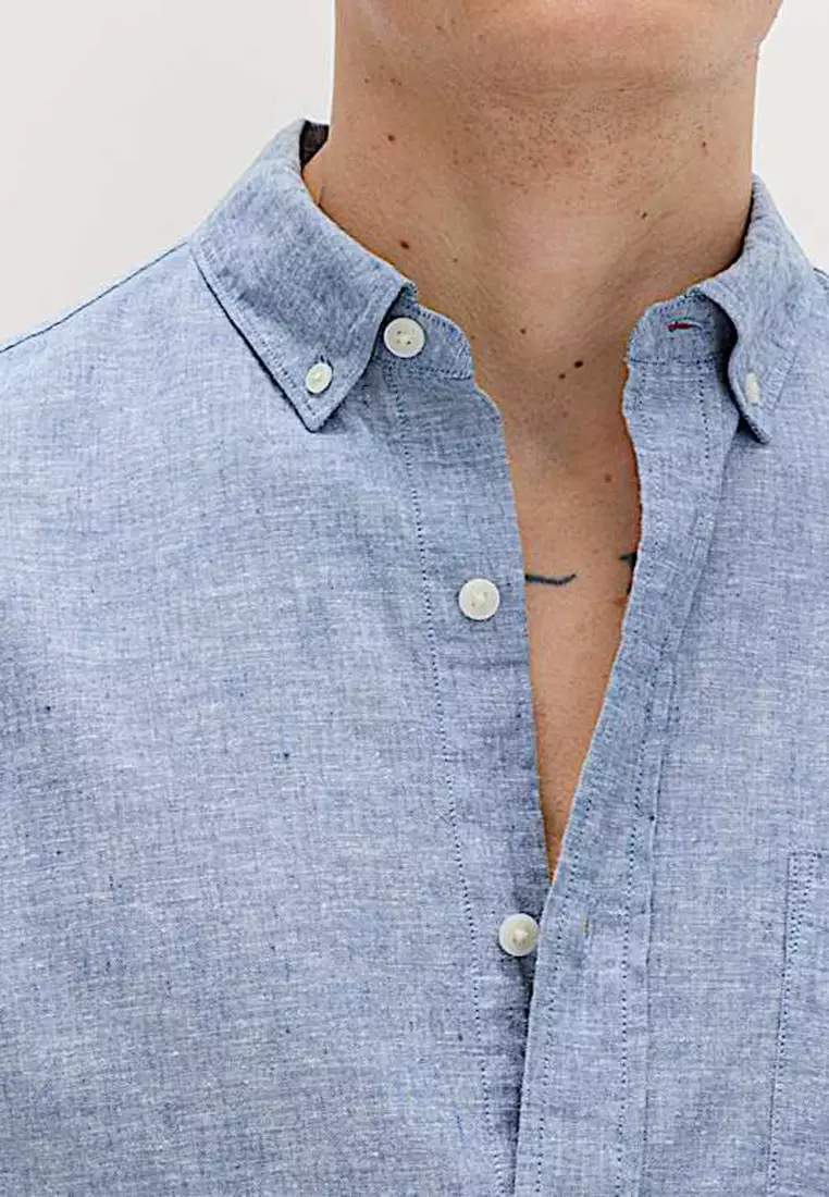 Regular Fit Cotton Linen Blend Shirt