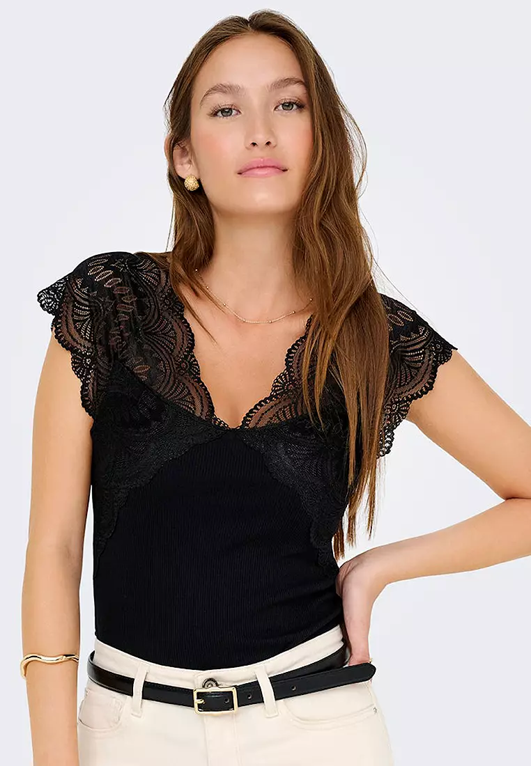 V-Neck Lace Top