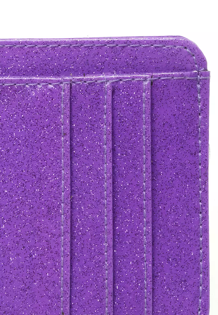 Card Holder Motif Glitter Dompet Wanita Detail 4 Slot Kartu - Purple