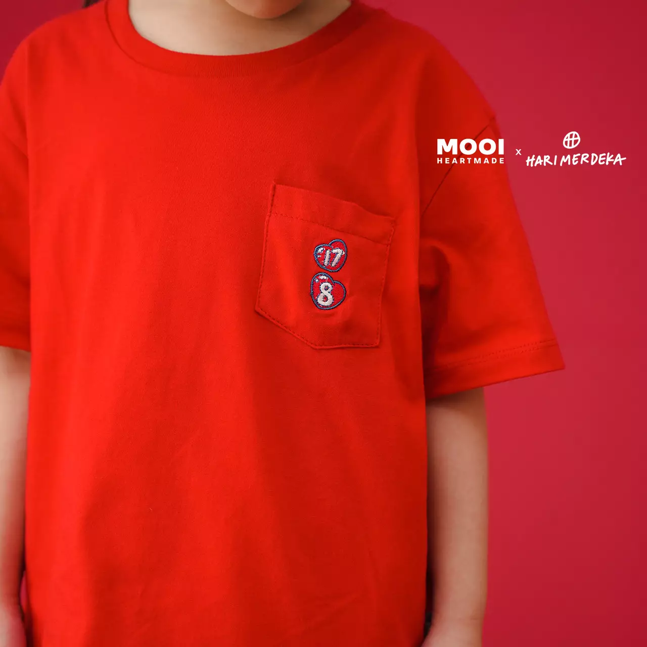 Mooi x Hari Merdeka 17 Agustus Kaos Kemerdekaan Setelan Anak Pocket Tee Set Kemerdekaan - White