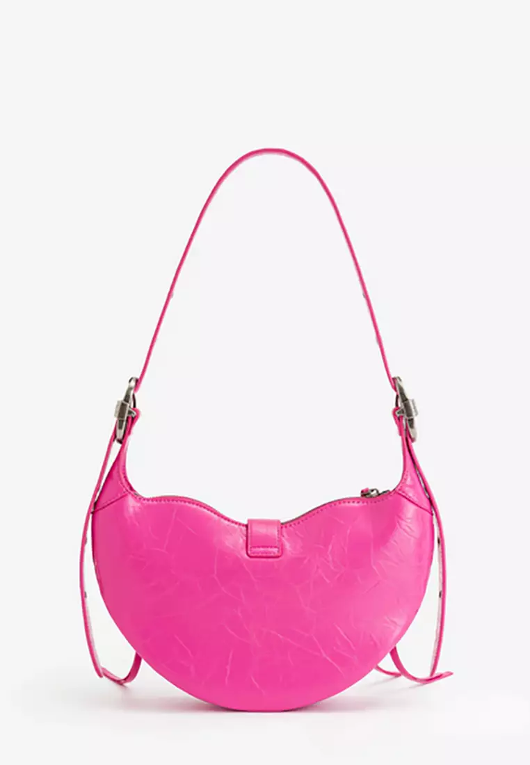Tessa Crushed Shoulder Bag - Bright Pink