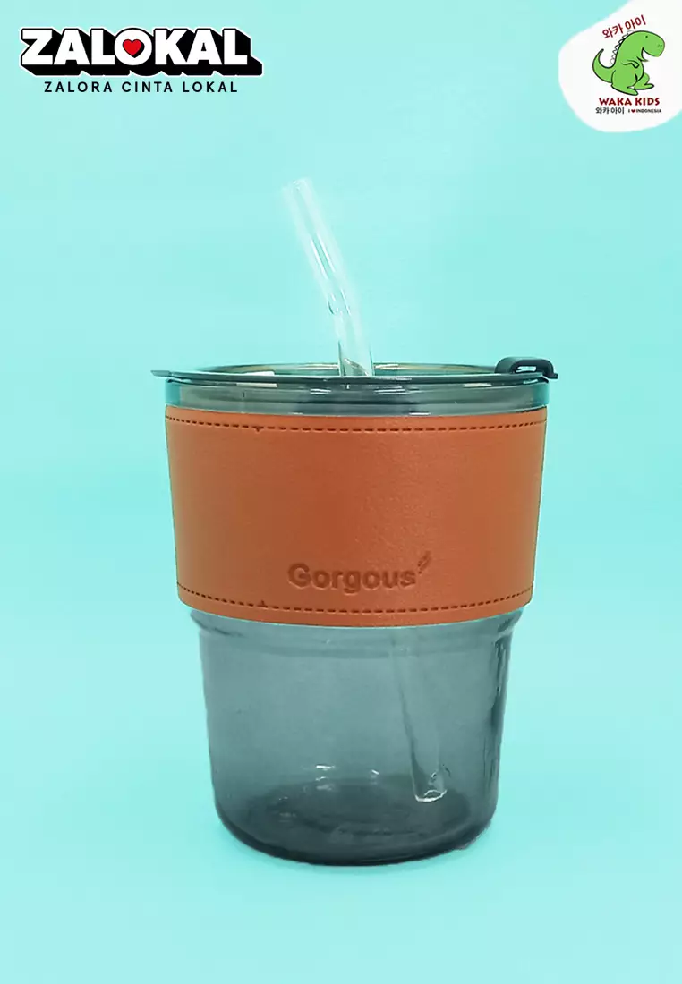 Wakakids Botol Gelas Minum Kaca Minimalis Transparan Coffee Cup Aesthetic Georgous Free Sedotan 400ml Venjr Hitam