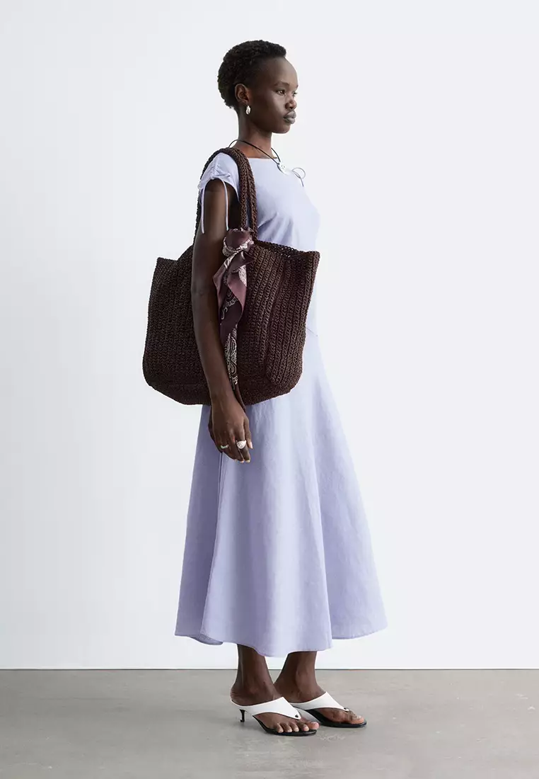 Flared Linen Midi Dress