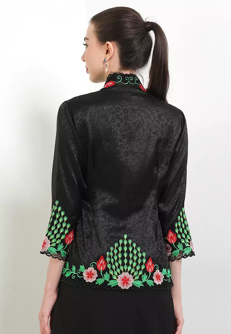 Embroidery Kebaya 7/8-Sleeve>Peacock Colored