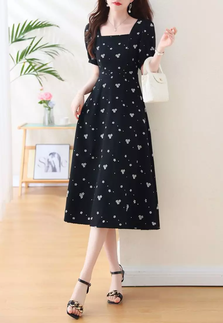 Halo Printed Square Neck Dress 2025 | Buy Halo Online | ZALORA