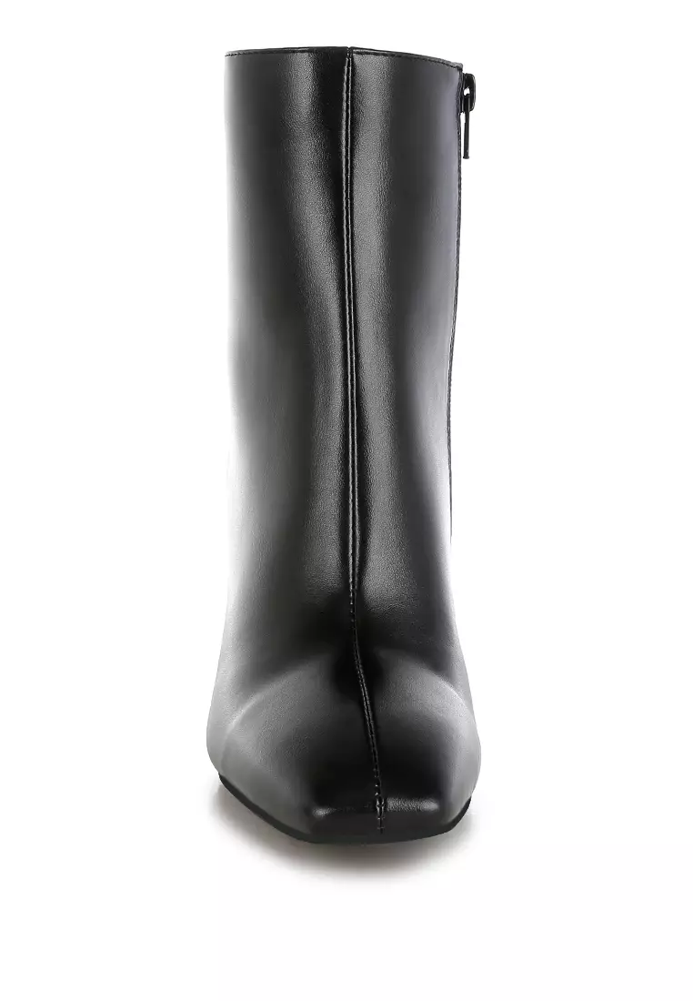 Square Toe Ankle Boots In Black