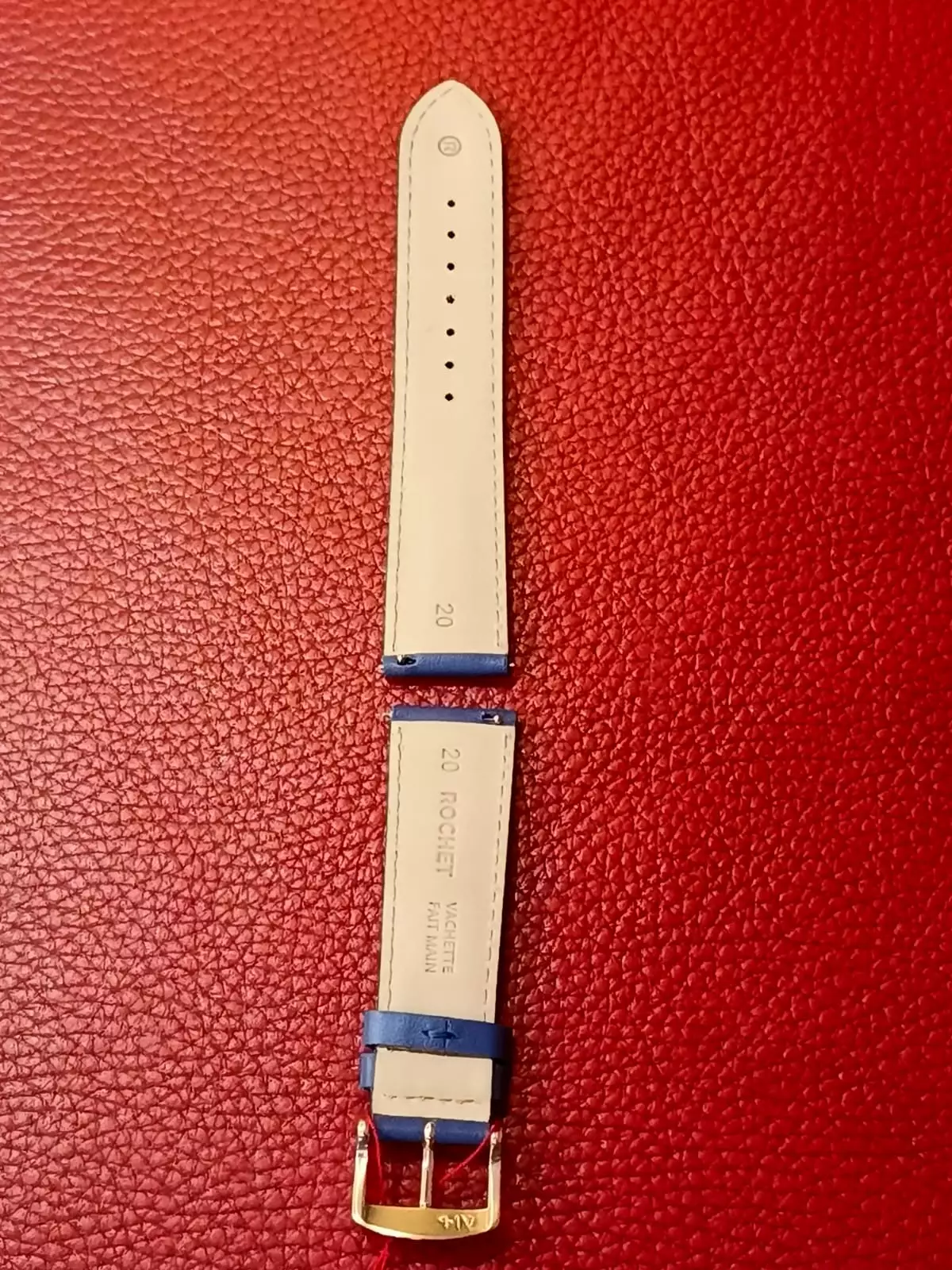 Vachette Fait Main Leather Strap 20 MM Blue