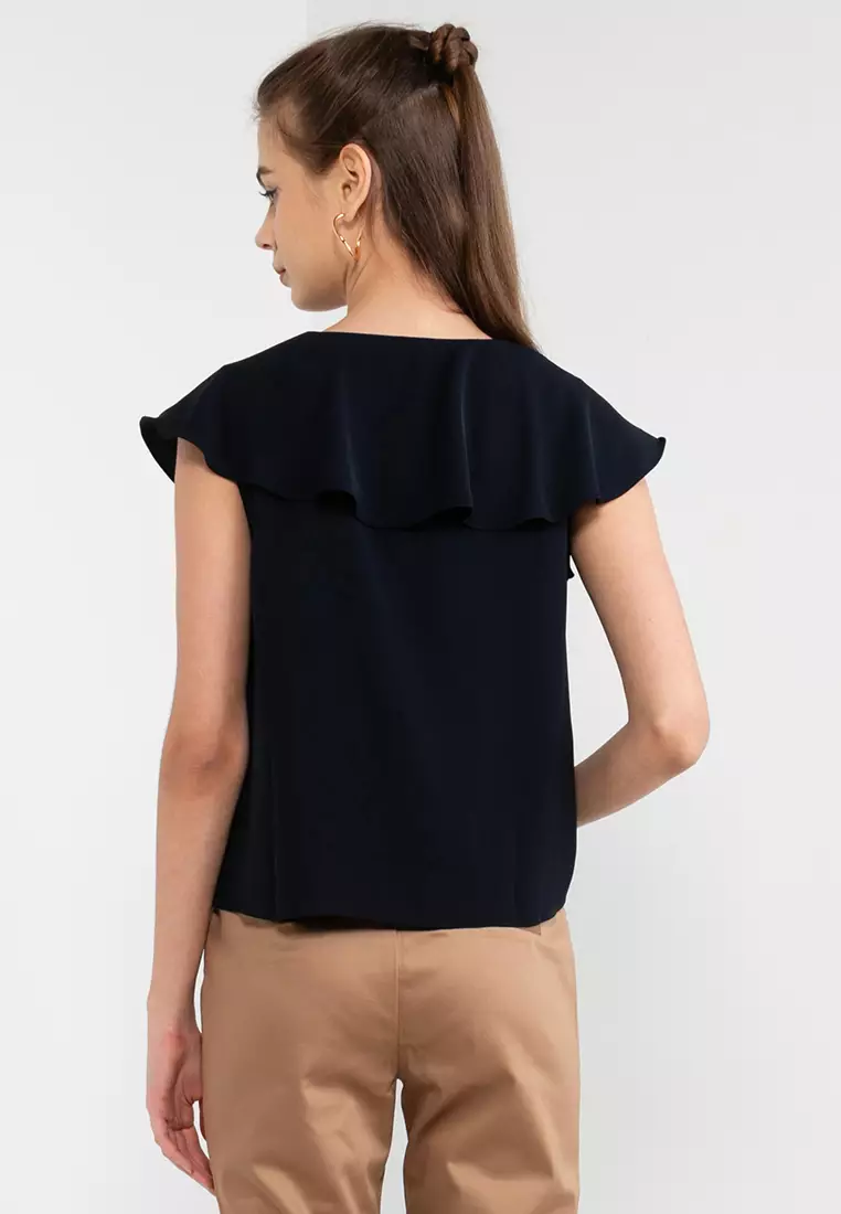 Oversized ruffle top hotsell