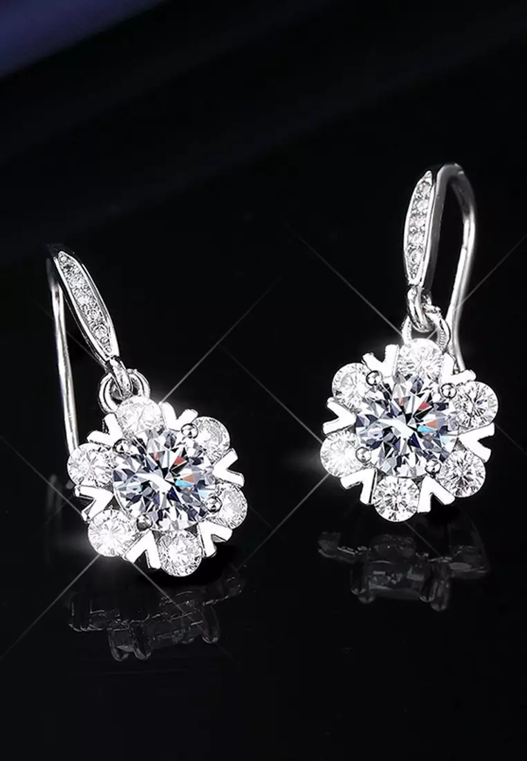 Anting Wanita Perhiasan Berlian Fashion Anting Giwang Cewek Original Earrings Sertifikat GRA silver