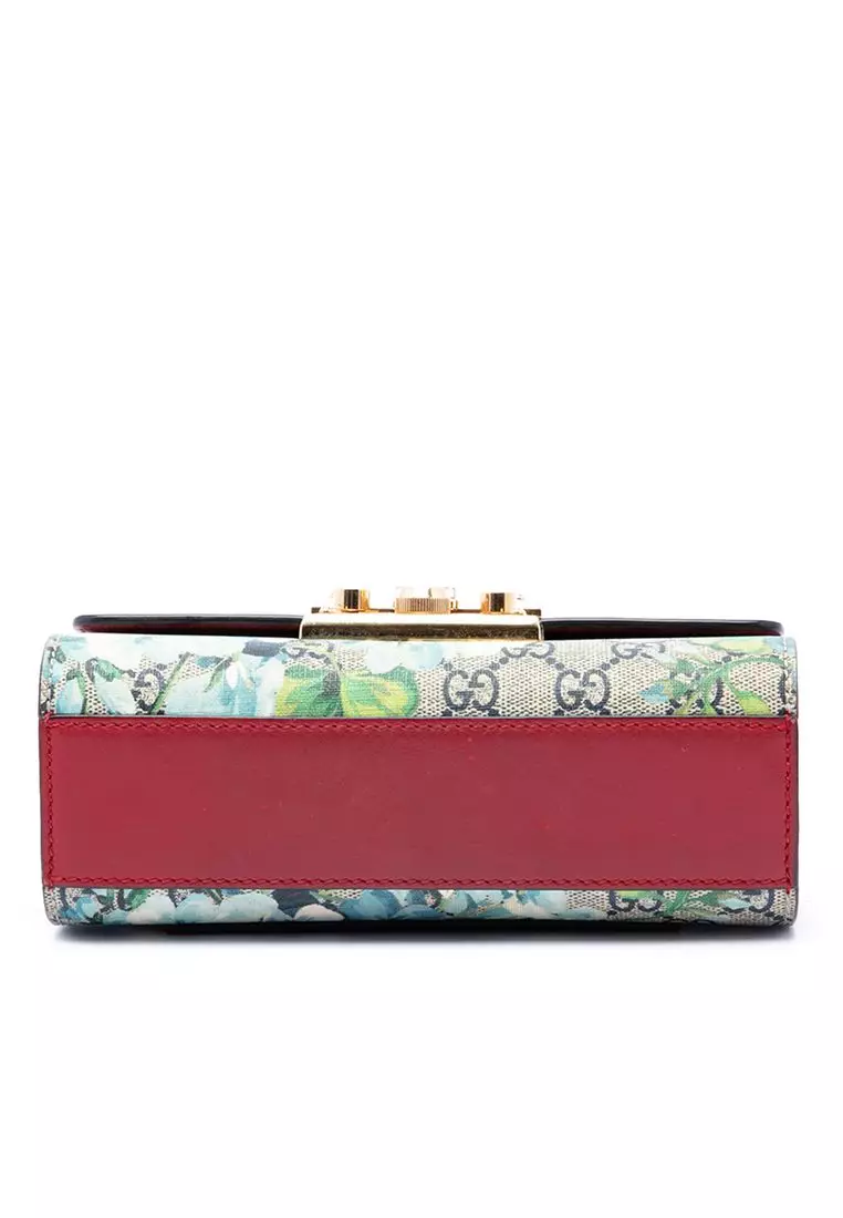 Pre-Loved Gucci Small Gg Supreme Blooms Padlock Crossbody