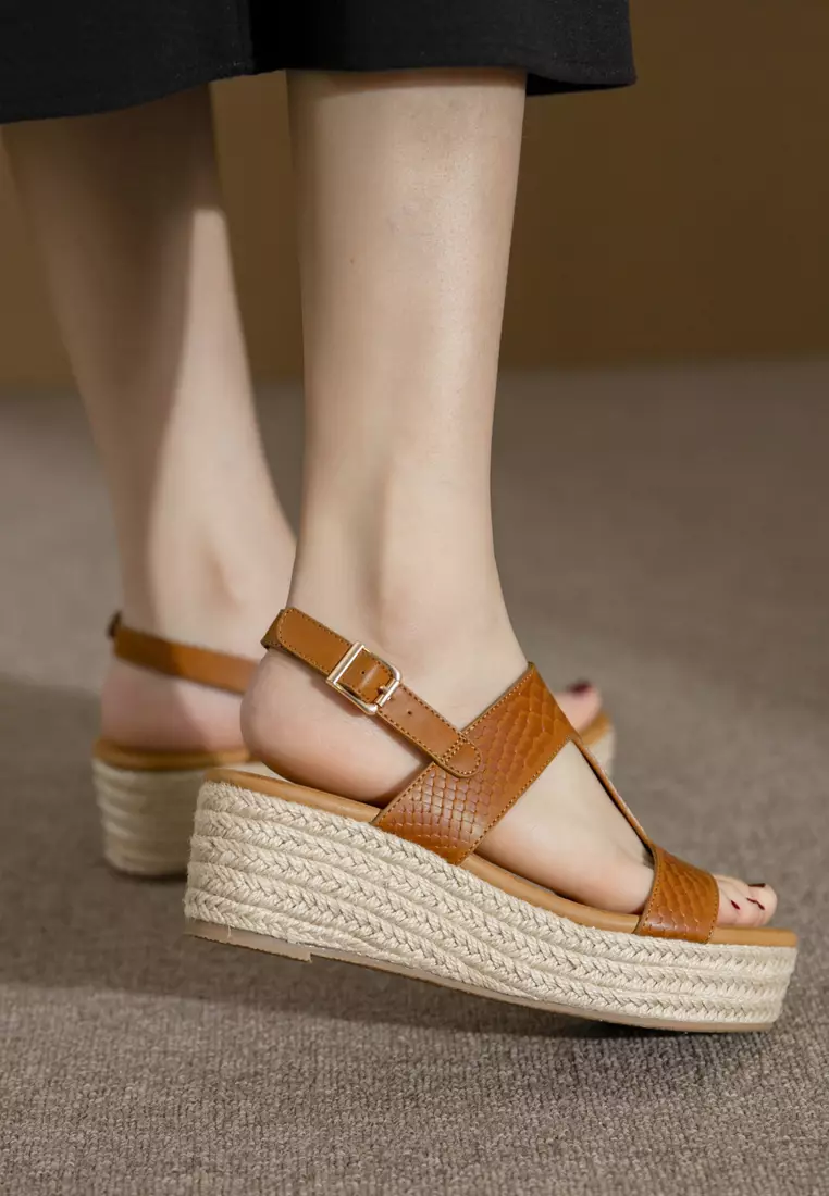 Texture Strap Wedge Espadrilles ALM3035-4