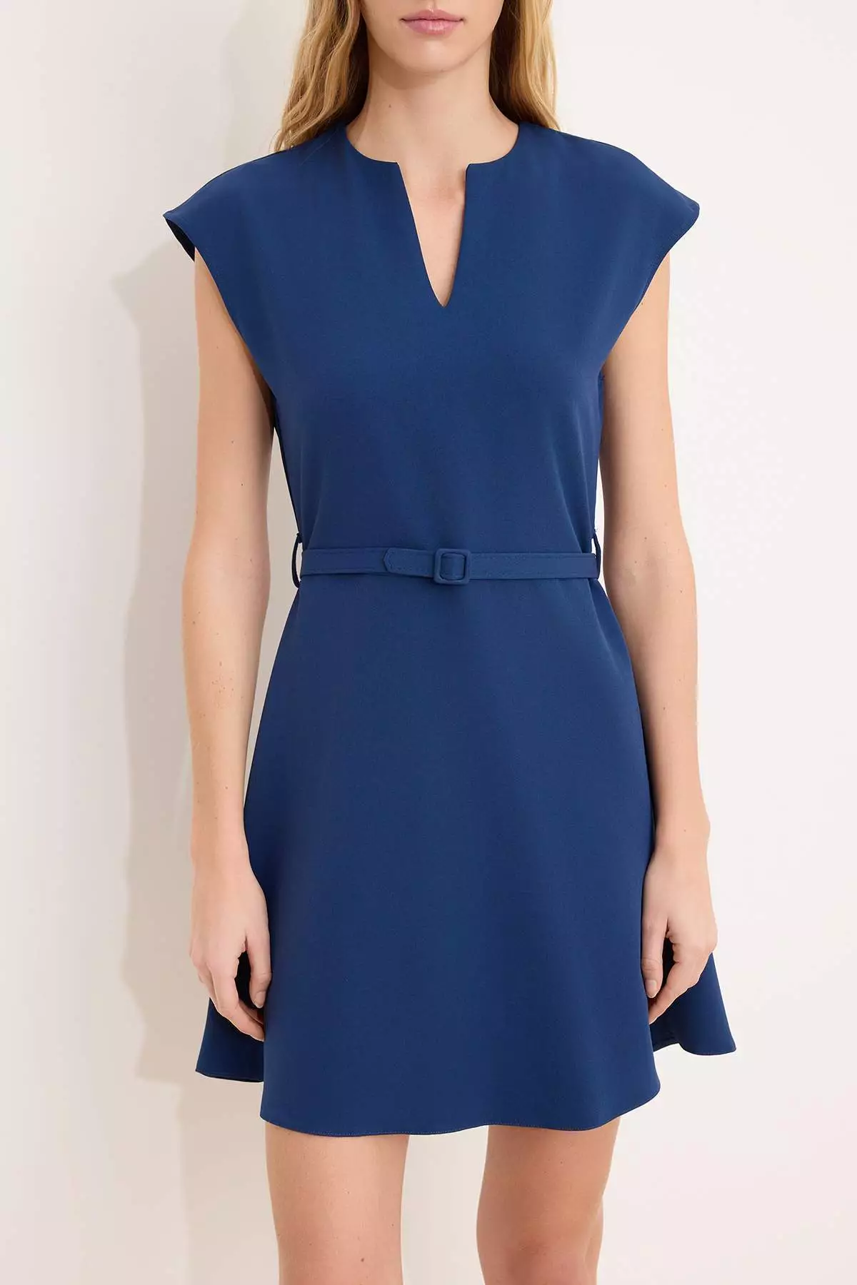 Petrol Belt Li Skirt Flared From The Waist Mini Stretchy Woven Dress Twoss26El294