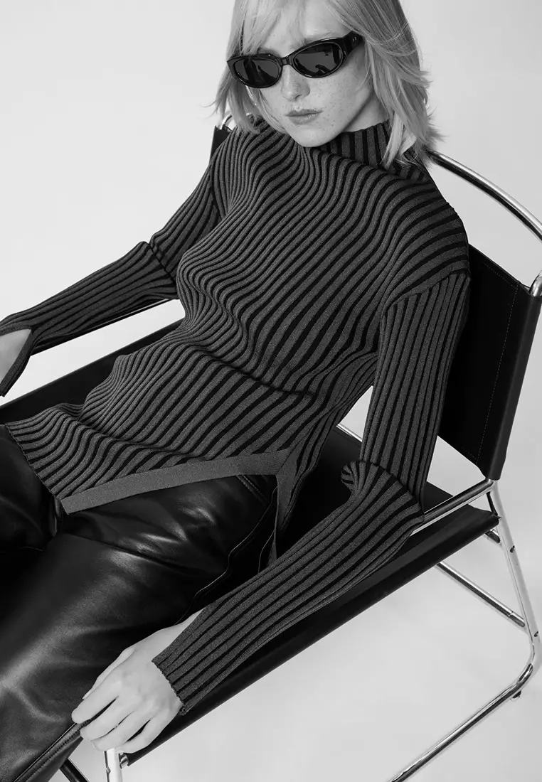 Asymmetric Rib-Knit Top