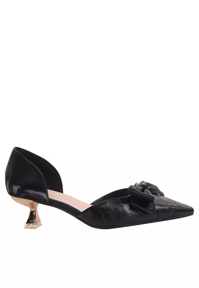 Discount on Twenty Eight Shoes  shoes - SKU: 5CM Pointed Bow Hollow Mid Heel Shoes YLT2045-3