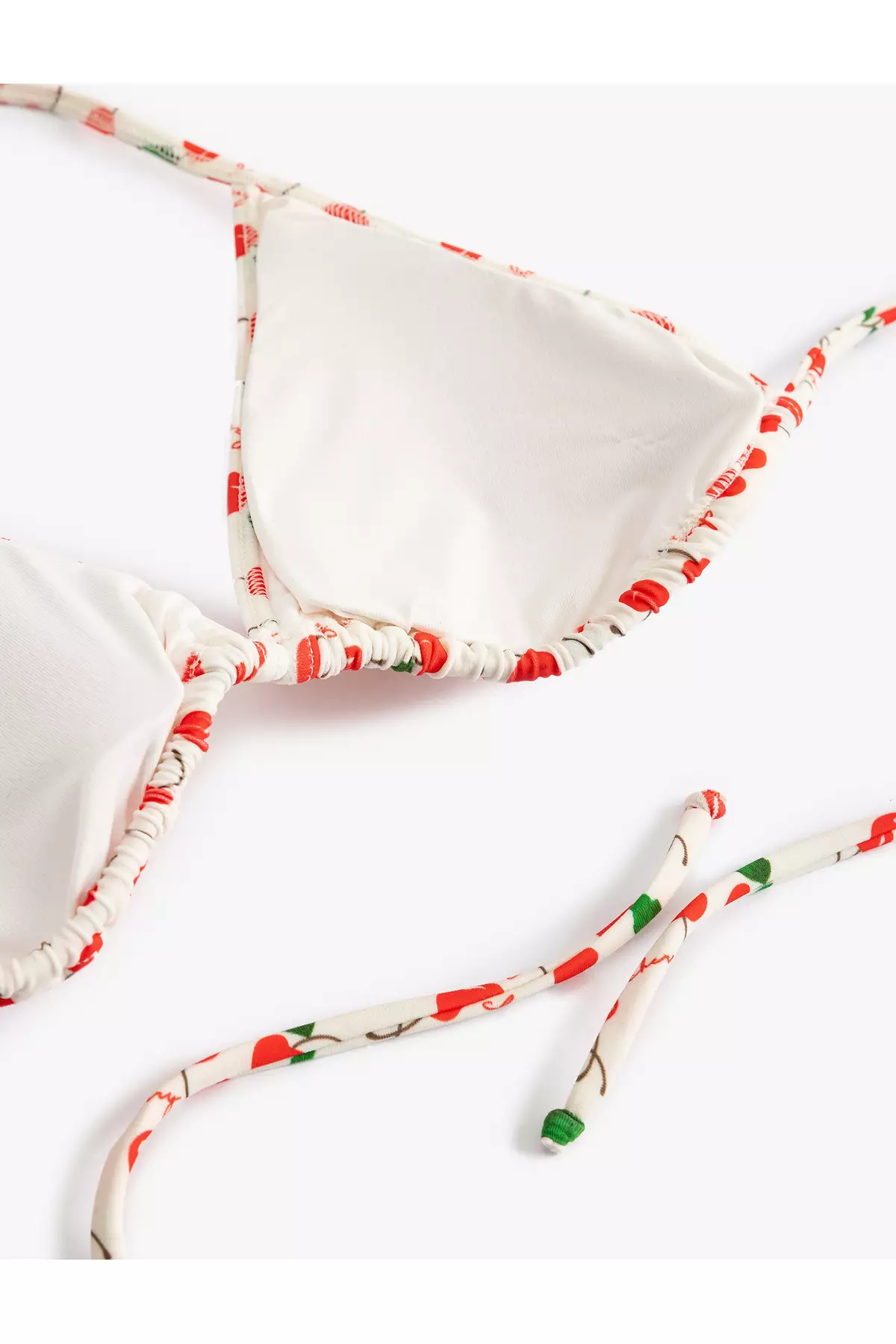 Triangle Bikini Top with String Fruit Print