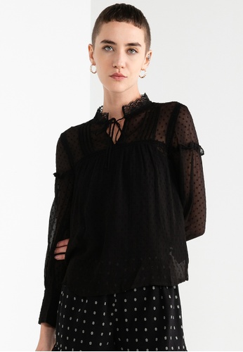 Vero Moda black Daisy Long Sleeves Lace Detail Top 86B01AA547D3AAGS_1