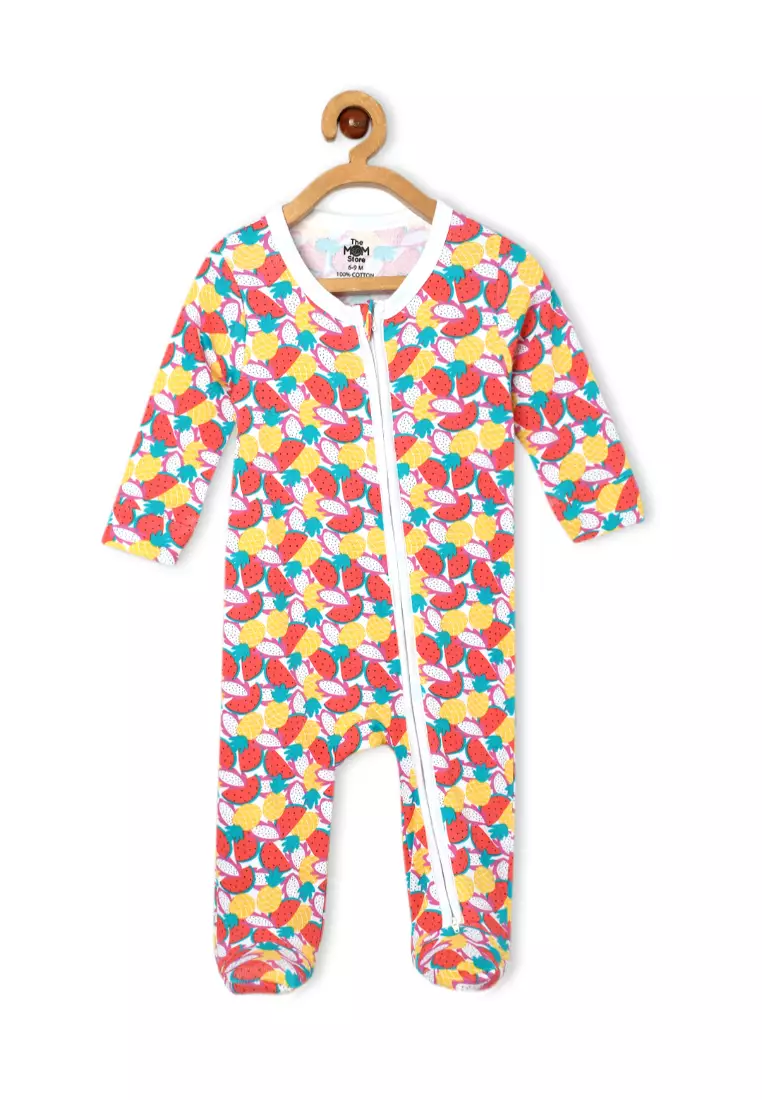 The Mom Store Fruitilicious Infant Zipper Romper - Multi