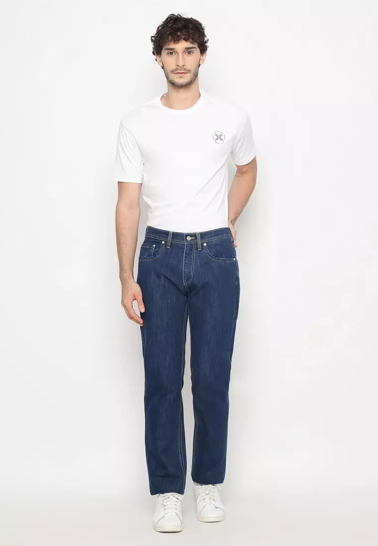 POLICE Celana Jeans Panjang V Pocket Dark Pria