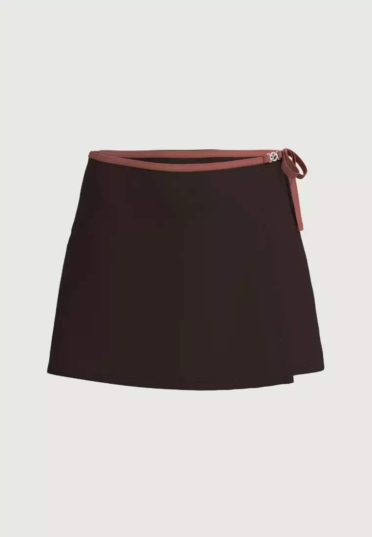 Chicory Coffee Wrap Front Jersey Skirt