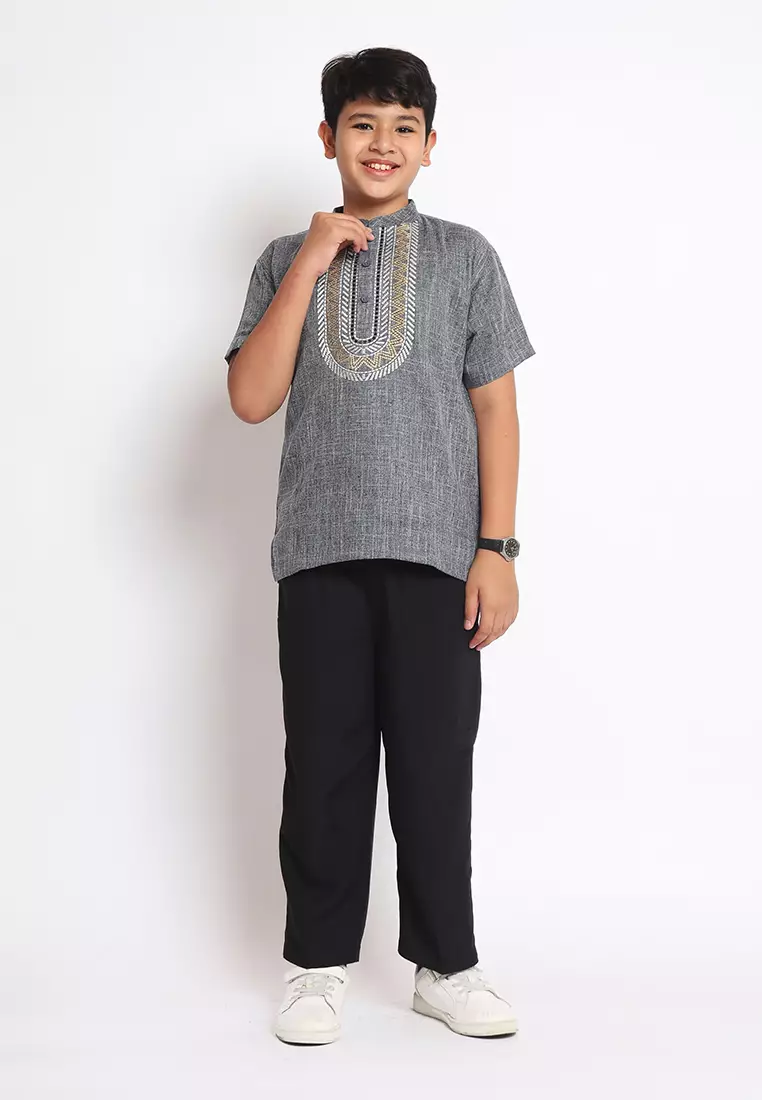 Baju Koko Set Anak Laki Universal Light Black - MODERN