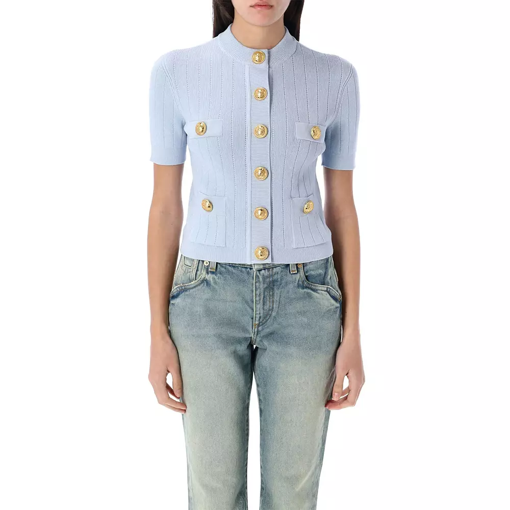 [4.4PRIL KEJUTAN HARGA] Neck Buttoned Knitted Cardigan Light Blue