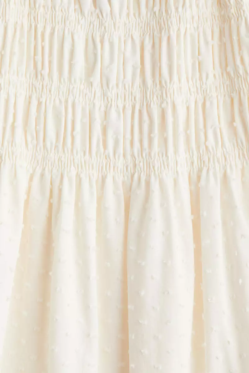 Smocked-bodice cotton dress