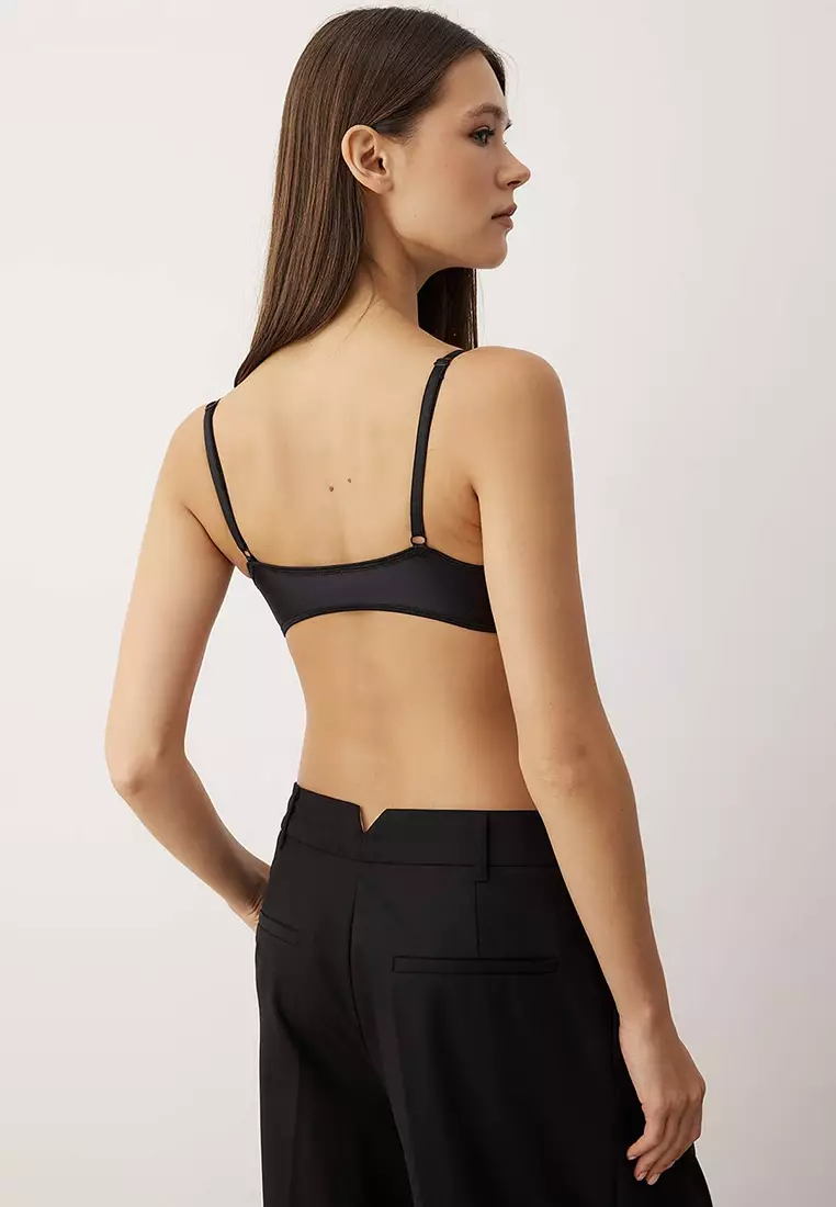 Black Micro-Covered T-Shirt Bra Knitted Bra