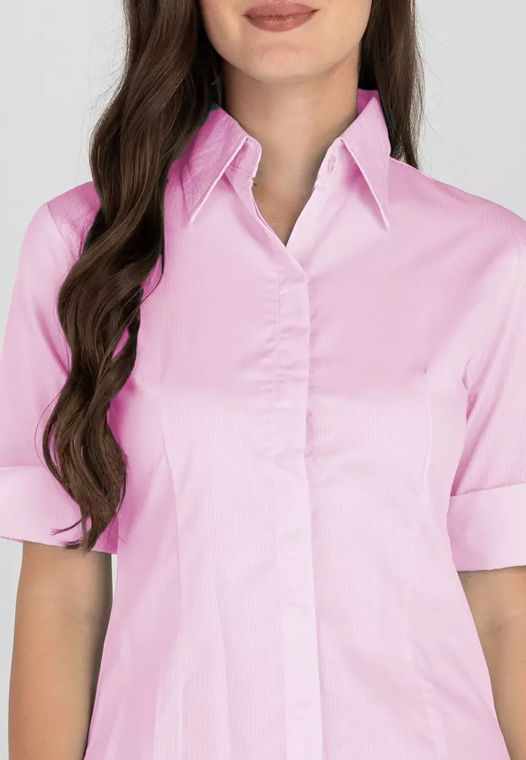 Diana 3/4 Sleeve Plain Button Down Office Blouse