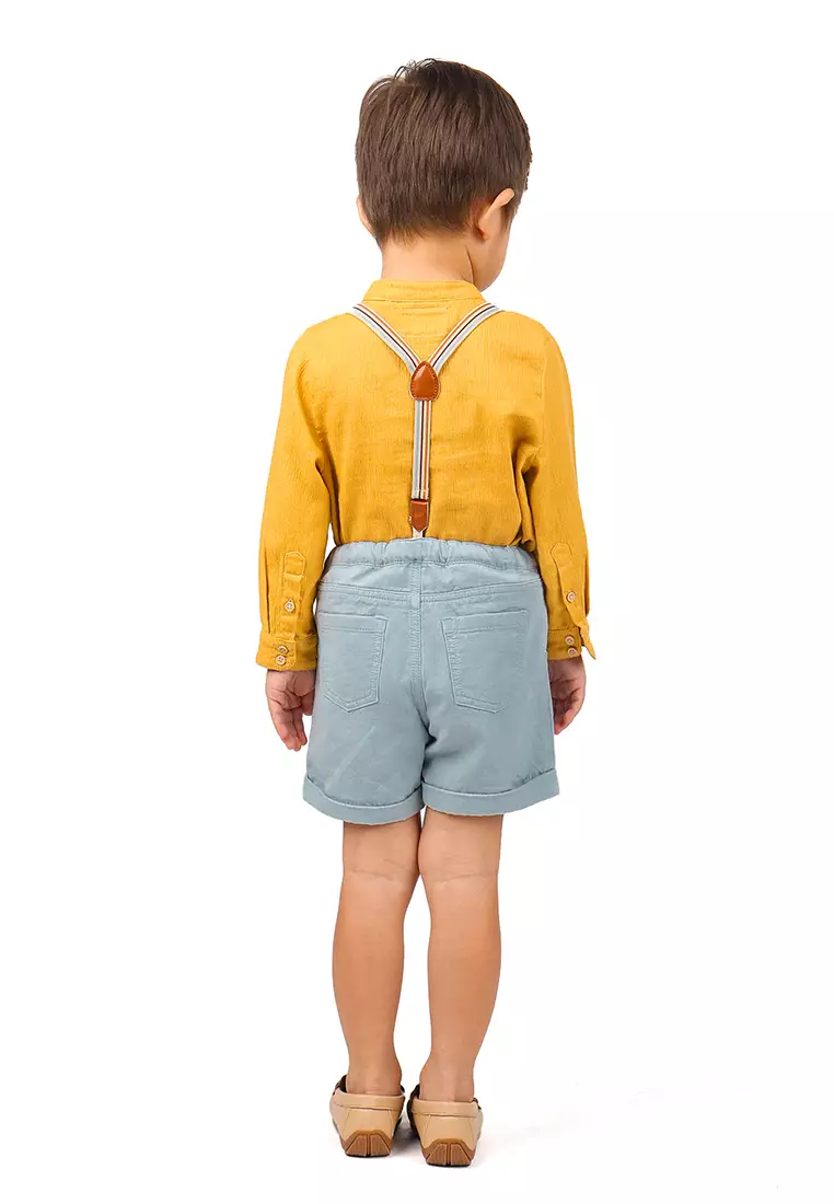 Baby Boys Fold-Up Hem Shorts With Suspenders