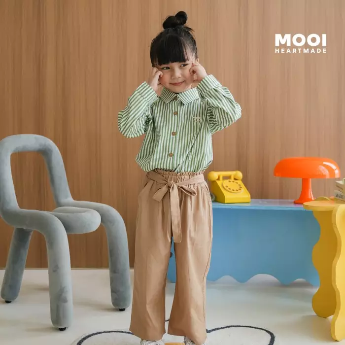Mooi Kemeja Anak Perempuan Wilona Striped Shirt - Blue