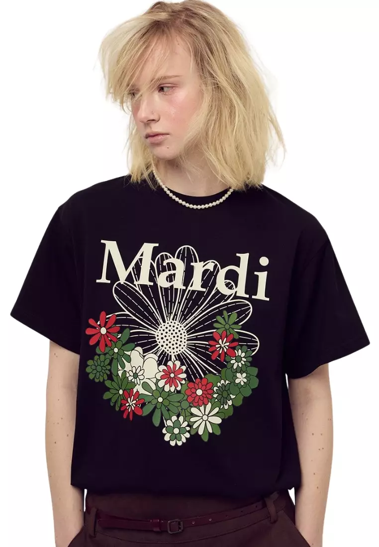 Tshirt Flowermardi Jardin - Black Ivory