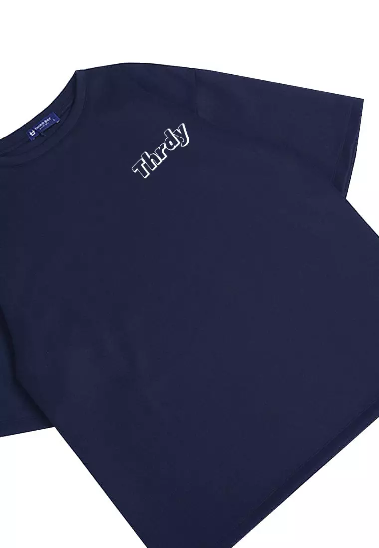 MTR23 kaos oversize tebal scuba pria distro "thrdy copic" navy