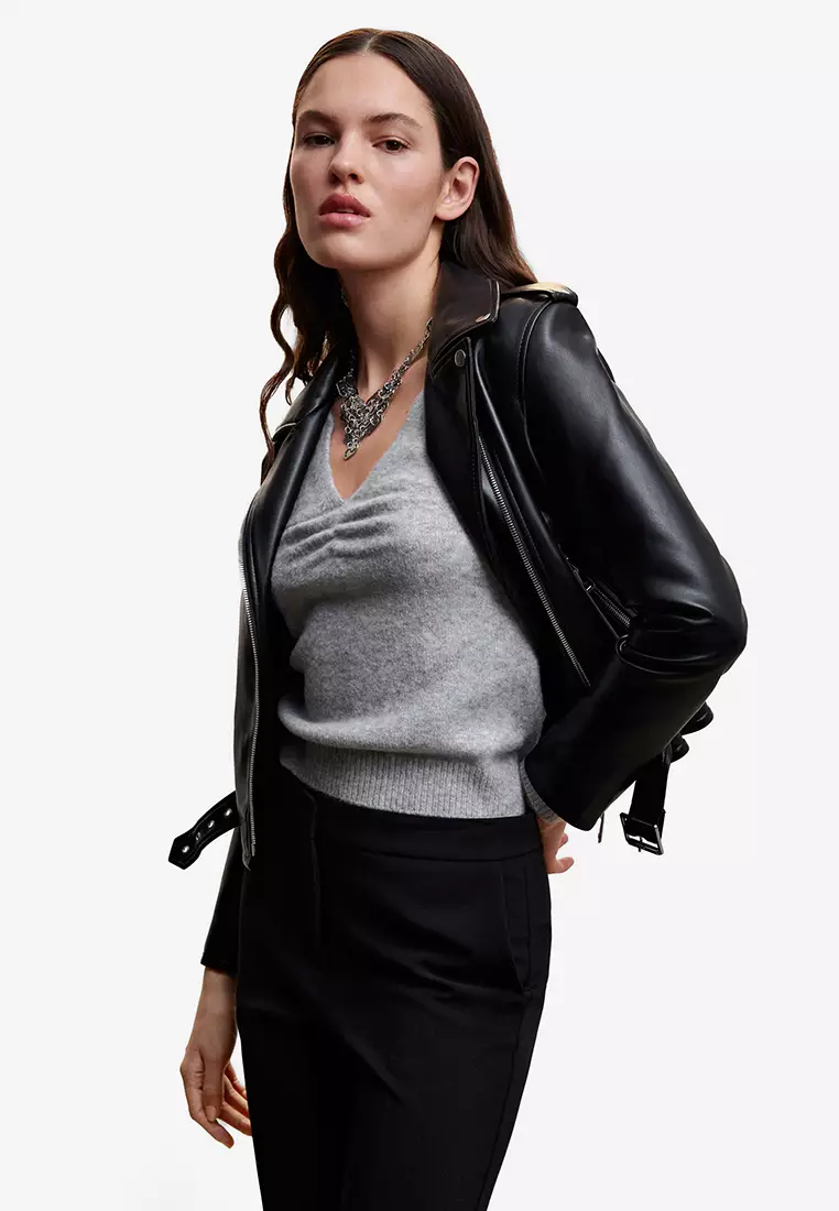 Mango Faux Leather Biker Jacket 2024 Buy Mango Online ZALORA