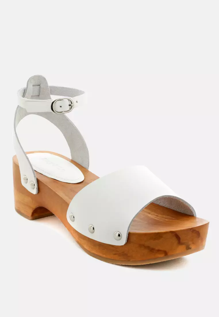 White wooden heels on sale