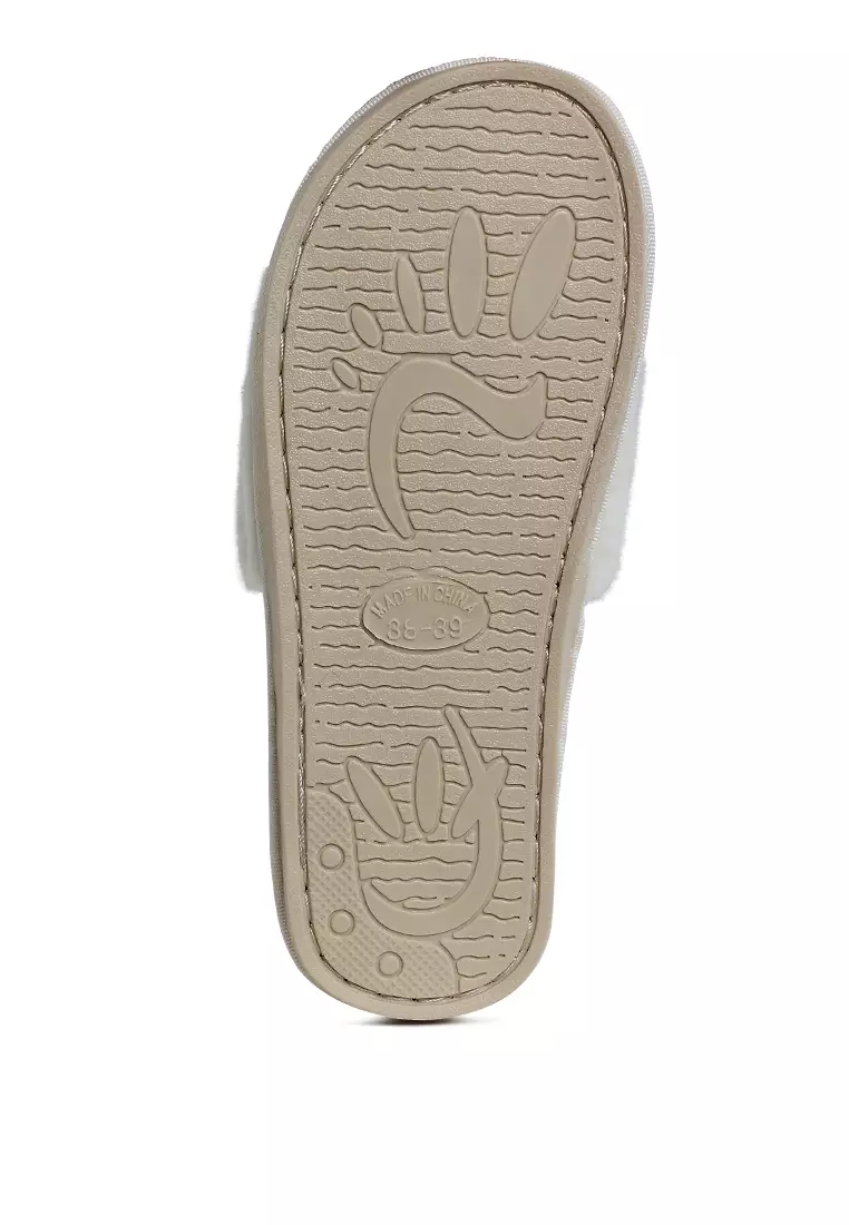 Buy London Rag Fur Sliders in Beige Online | ZALORA Malaysia