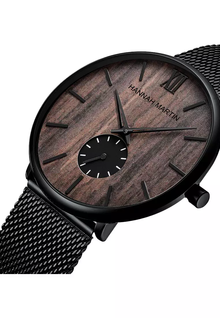 汉娜马丁木纹面男士商务手表 - 樱桃木