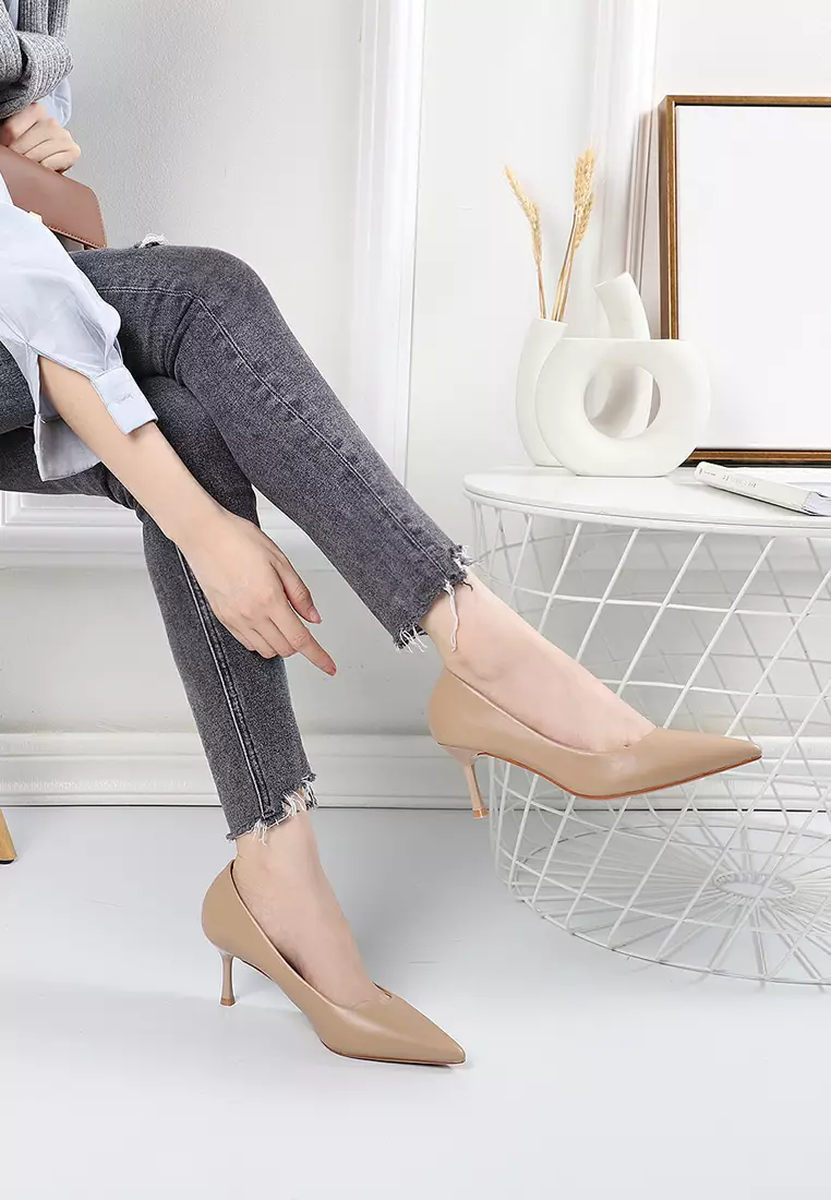 6.5CM Microfiber Leather Pointy Pumps 2065-2