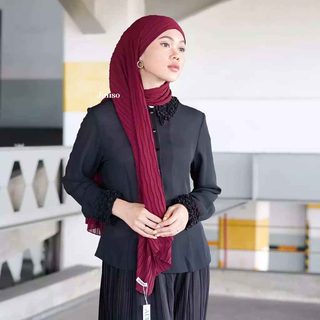 AURA Active Hijab Pashmina Full Plisket Wave