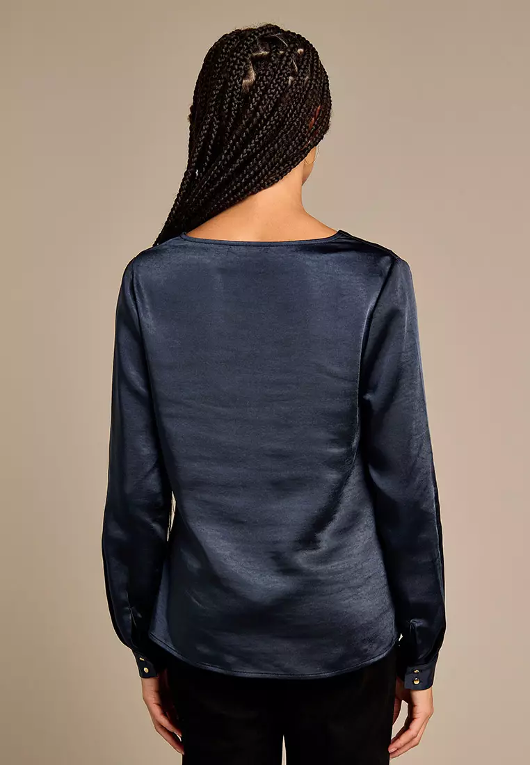 Scarlet Satin Cowl Neck Top